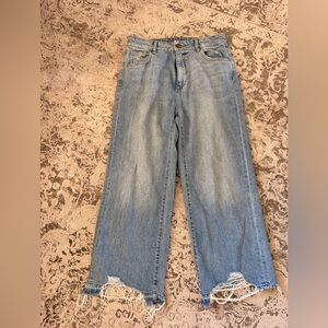 DL1961 Washed Light Blue Wide Leg Jeans
